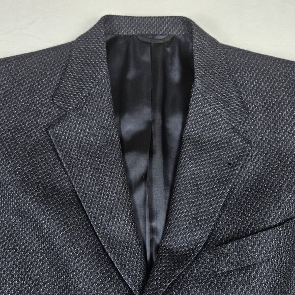 VTG Tweed Mens Sport Coat Jacket Navy Houndstooth Gun Check Blazer Wool USA 42S - Picture 1 of 16